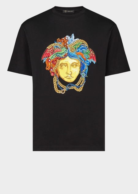 Versace Embroidered Medusa Slim Fit T-shirt Herr - 341280VAE